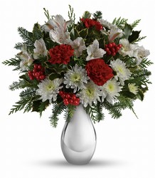 Teleflora's Silver And Snowflakes Bouquet from Arjuna Florist in Brockport, NY